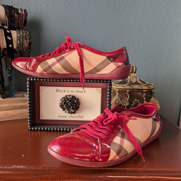 Burberry Red and Beige Women's Sneakers - Picture 2 of 3